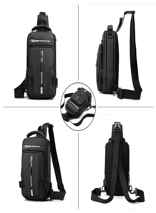 SHRBI Multipurpose Cross body Shoulder Bag with Anti-Theft Pocket Trendy Traveling Backpack Chest Bag for Hiking Daypack (Black) - Image 3